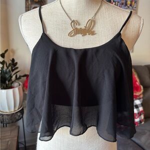 Zenana Outfitters Black Sheer Crop Top